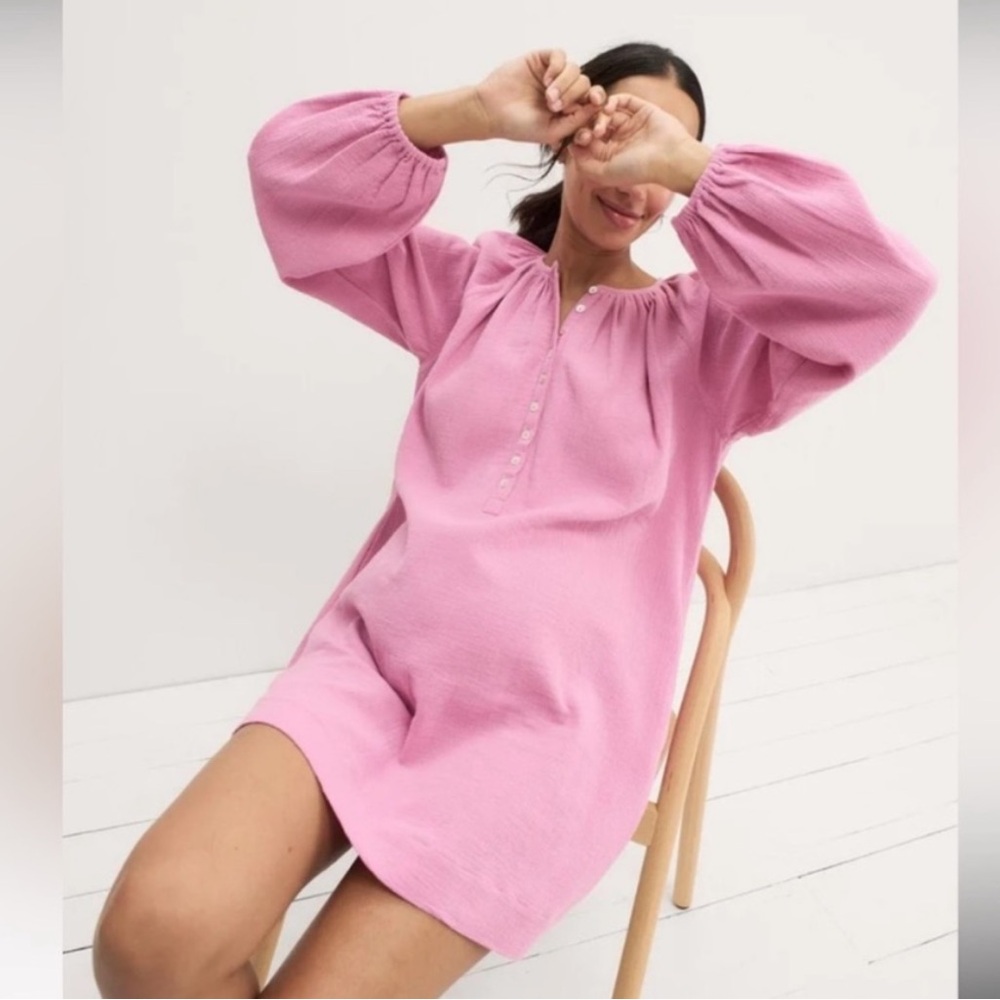 Hatch Pink Balloon-Sleeve Tunic Dress